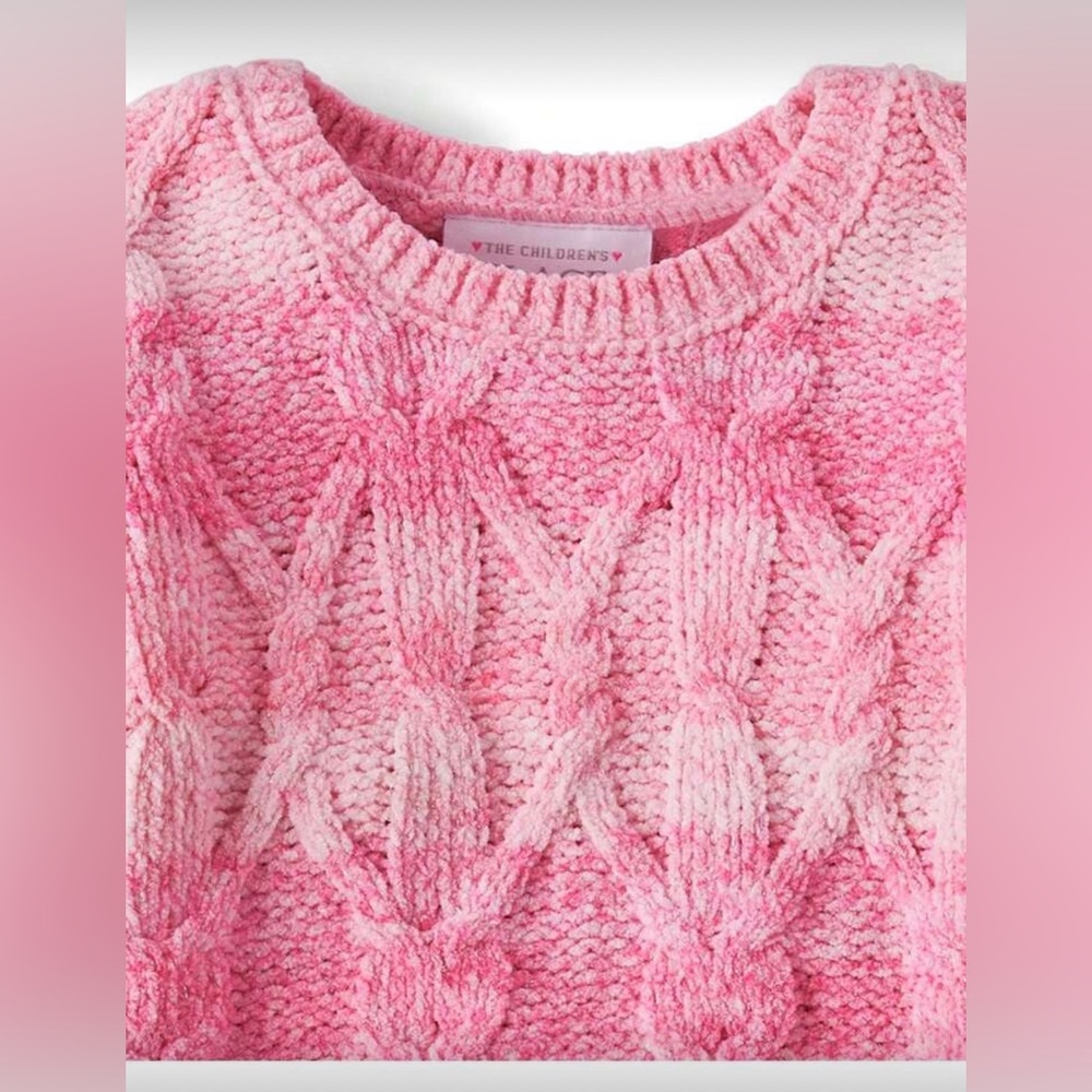 The Children's PLACE Toddler Girls Ombre Cable Knit Chenille Sweater-Jazzberry - Picture 3 of 4